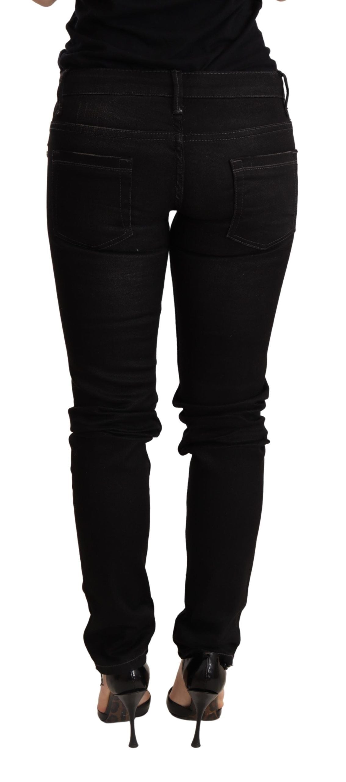 Acht – Schwarze Skinny-Jeans mit niedriger Taille