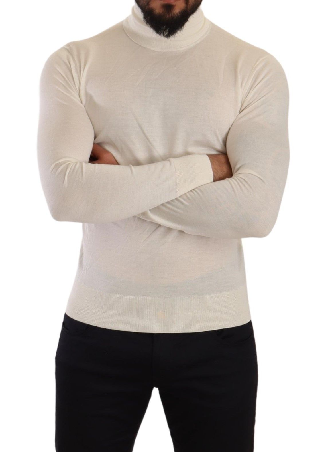Dolce & Gabbana Cremefarbener Rollkragenpullover aus Kaschmir