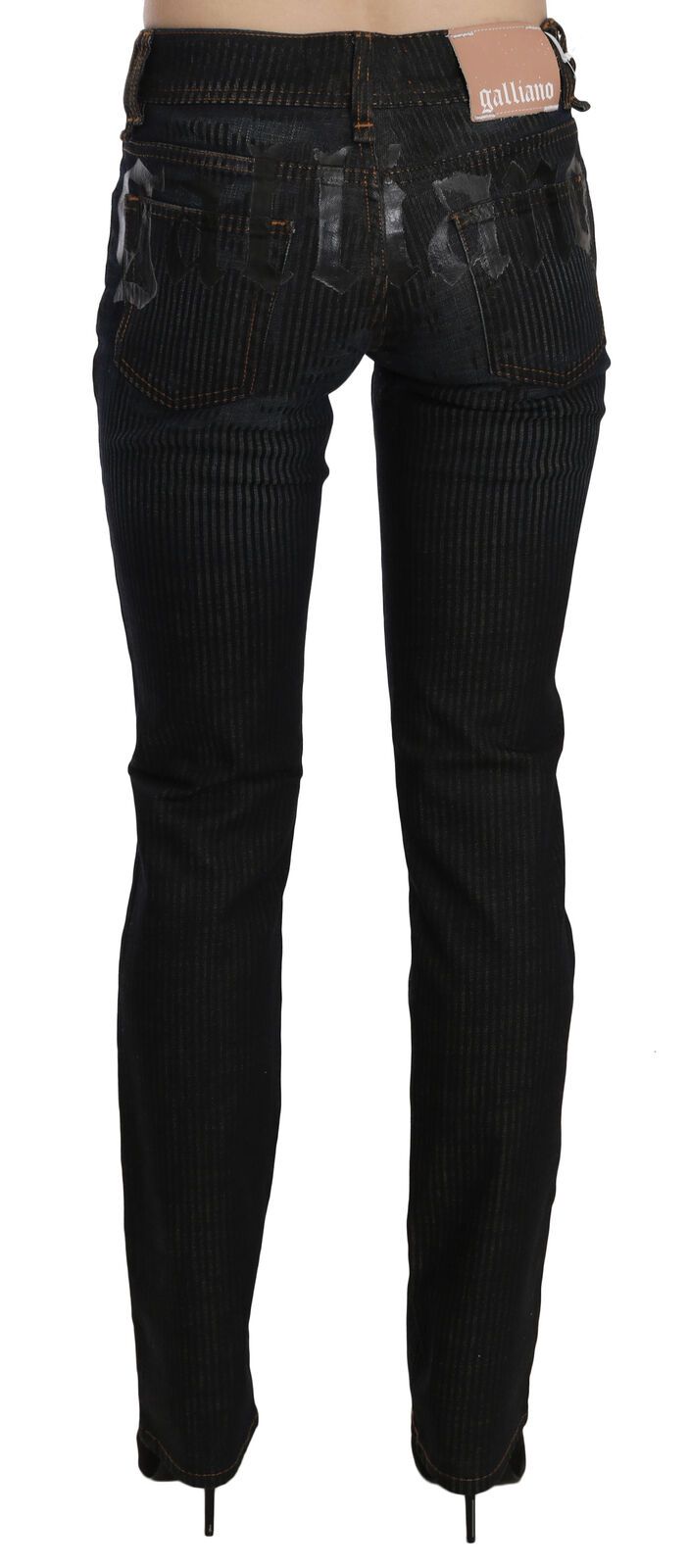 John Galliano – Schwarze, schmal geschnittene Cord-Jeanshose mit mittlerer Taille