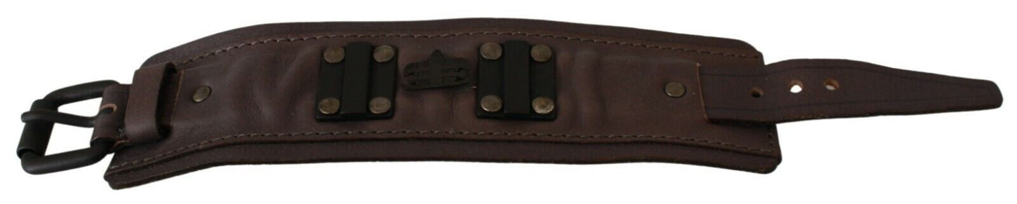 Scervino Street – Braunes Lederarmband mit breitem Schnallenverschluss