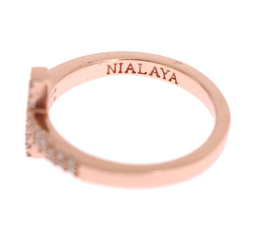 Nialaya Damen-Ring, Rotgold, 925er Silber, Kreuz, Zirkonia