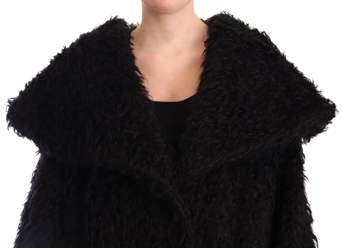 Dolce & Gabbana – Trenchcoat-Jacke aus schwarzem Mohair-Pelz