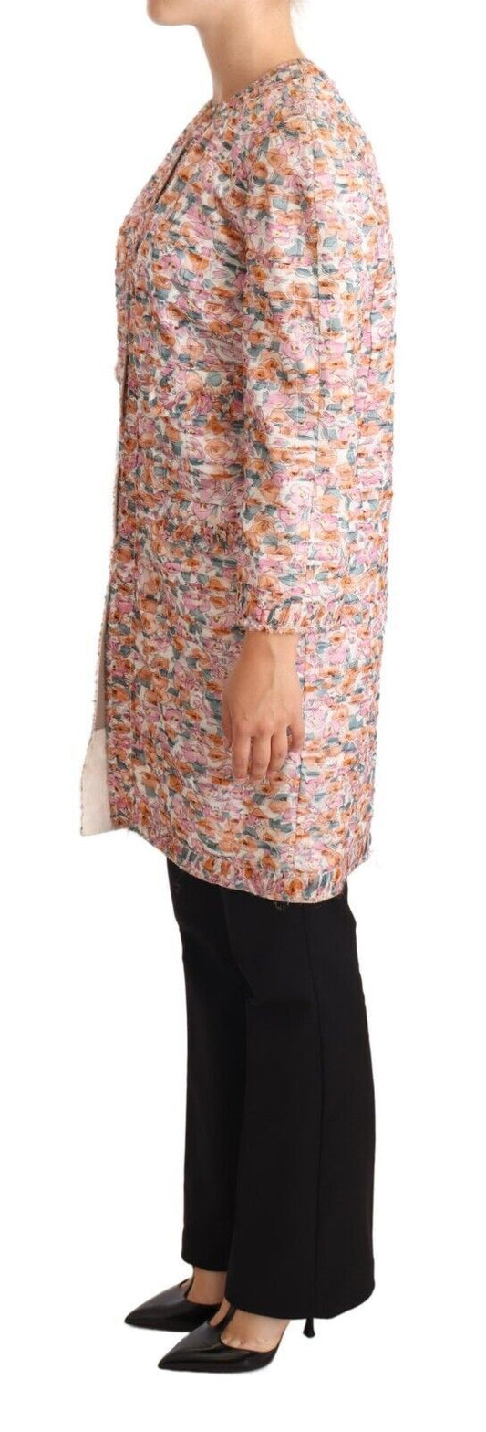 جاكيت ترنش حريري بطبعة زهور متعددة الألوان من دولتشي آند غابانا