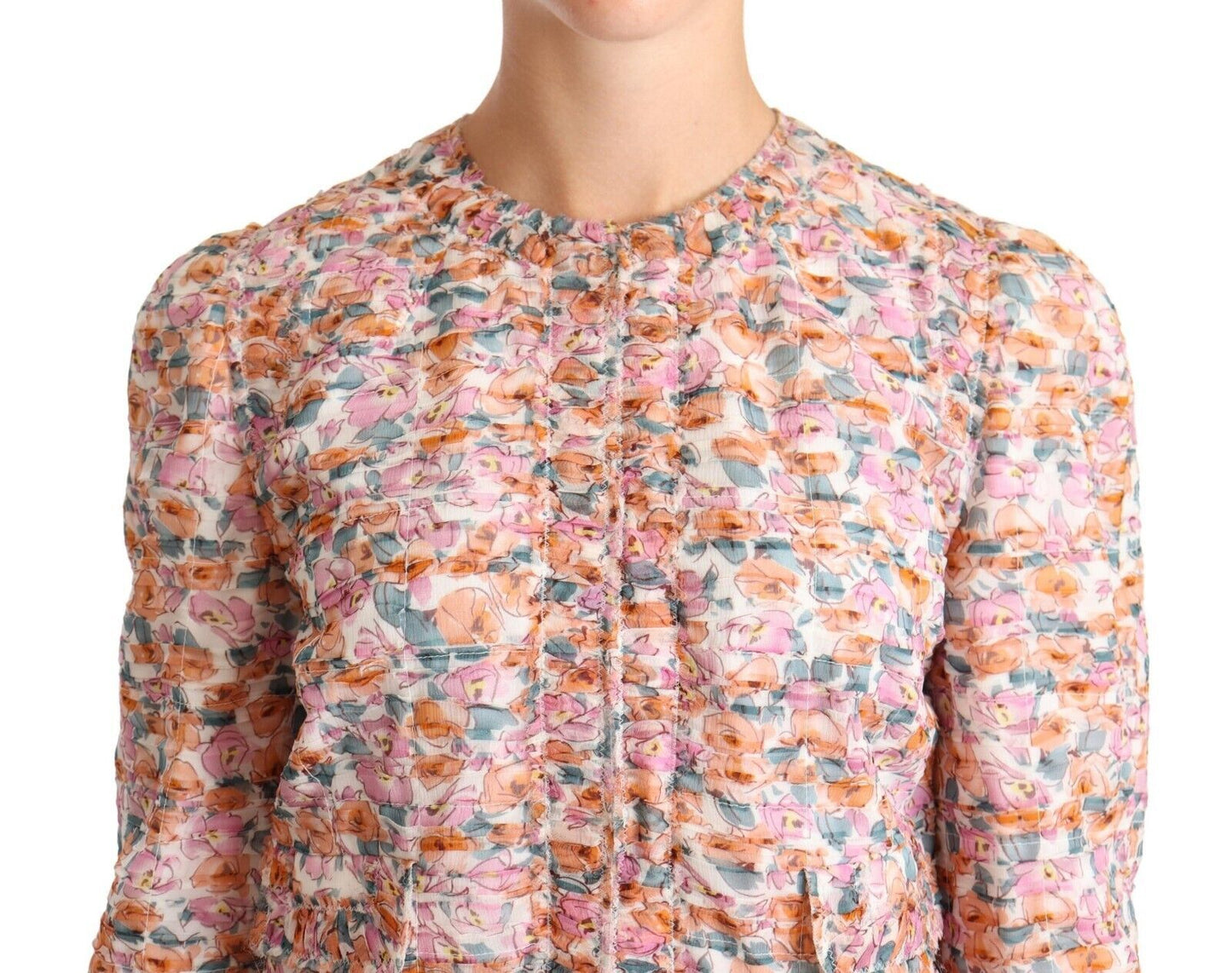 Dolce & Gabbana – Trenchcoat-Jacke aus Seide mit mehrfarbigem Blumendruck