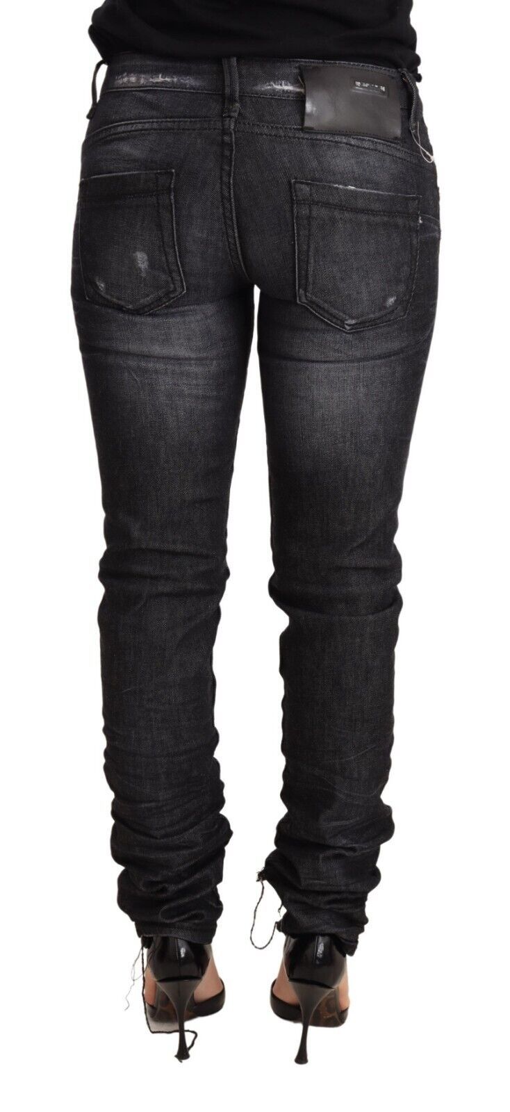 Acht – Schwarze Skinny-Jeans aus verwaschener Baumwolle mit niedriger Taille