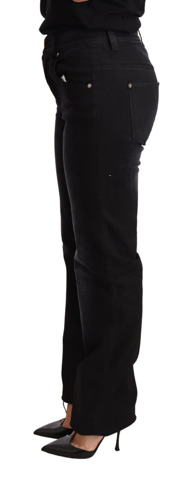 Ermanno Scervino – Schwarze, verwaschene Jeanshose aus Baumwolle mit geradem Schnitt