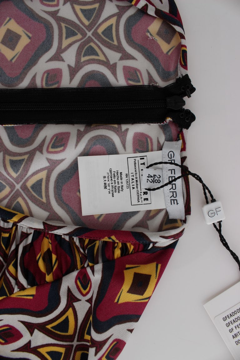 GF Ferre – Mehrfarbiges, langärmliges Etuikleid aus Viskose