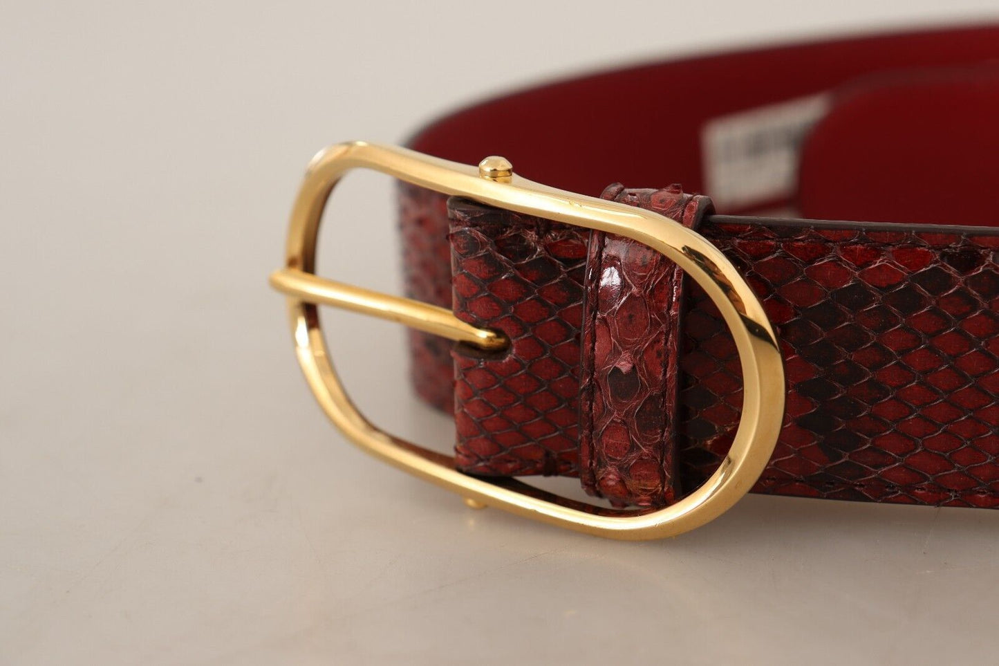 Dolce & Gabbana – Roter Gürtel aus exotischem Leder mit ovaler Schnalle und Gold