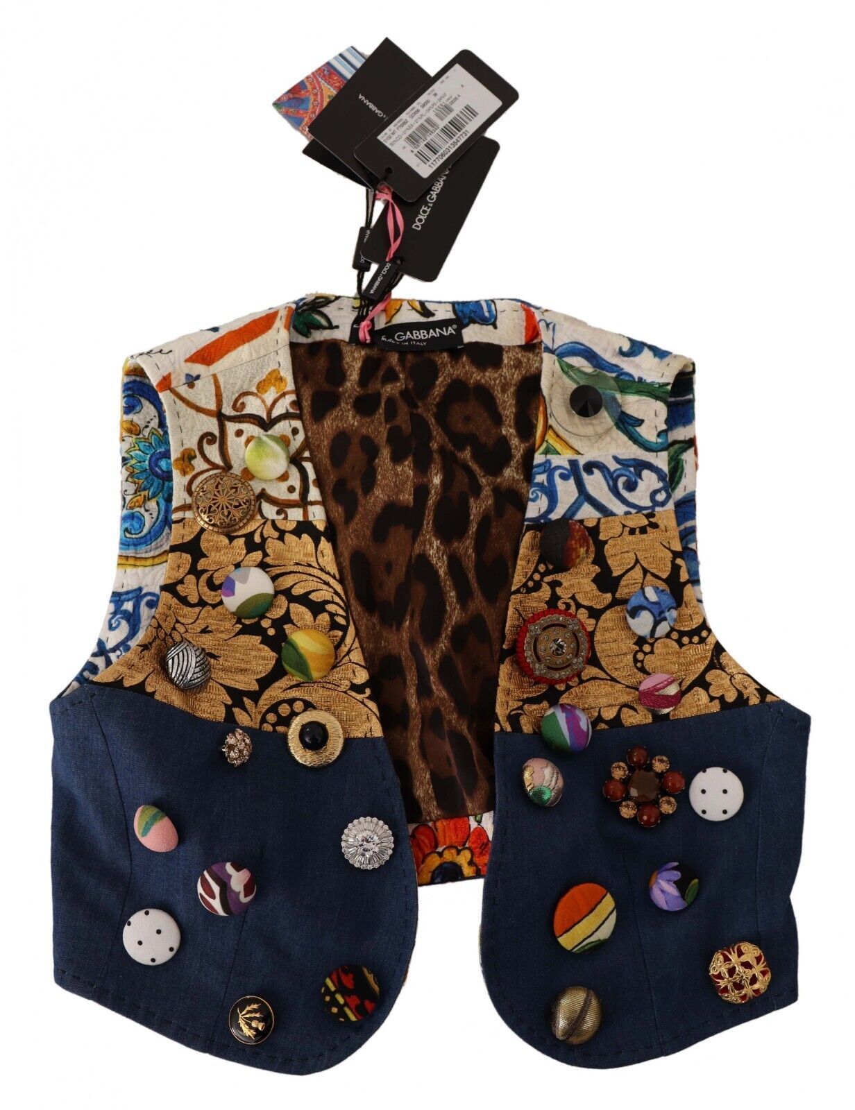 Dolce & Gabbana – Mehrfarbig verziertes Taillenmantel-Baumwolloberteil