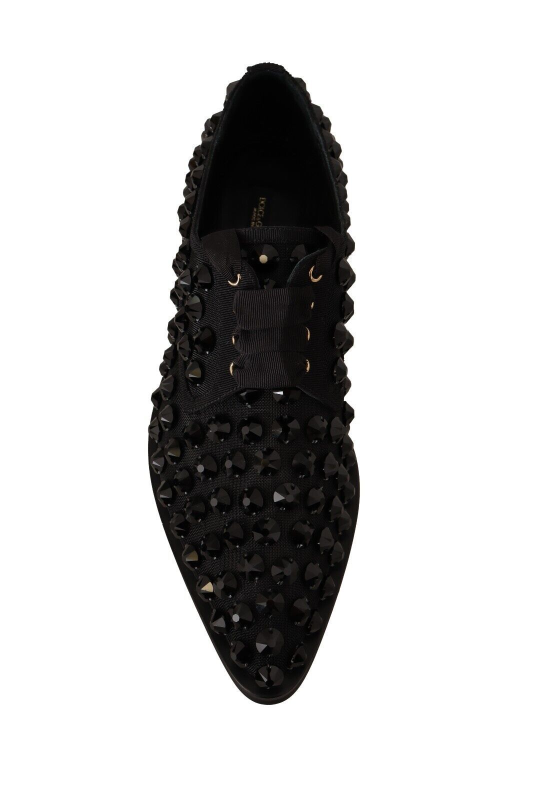 Dolce & Gabbana – Schwarze, formelle flache Schnürschuhe mit Nieten