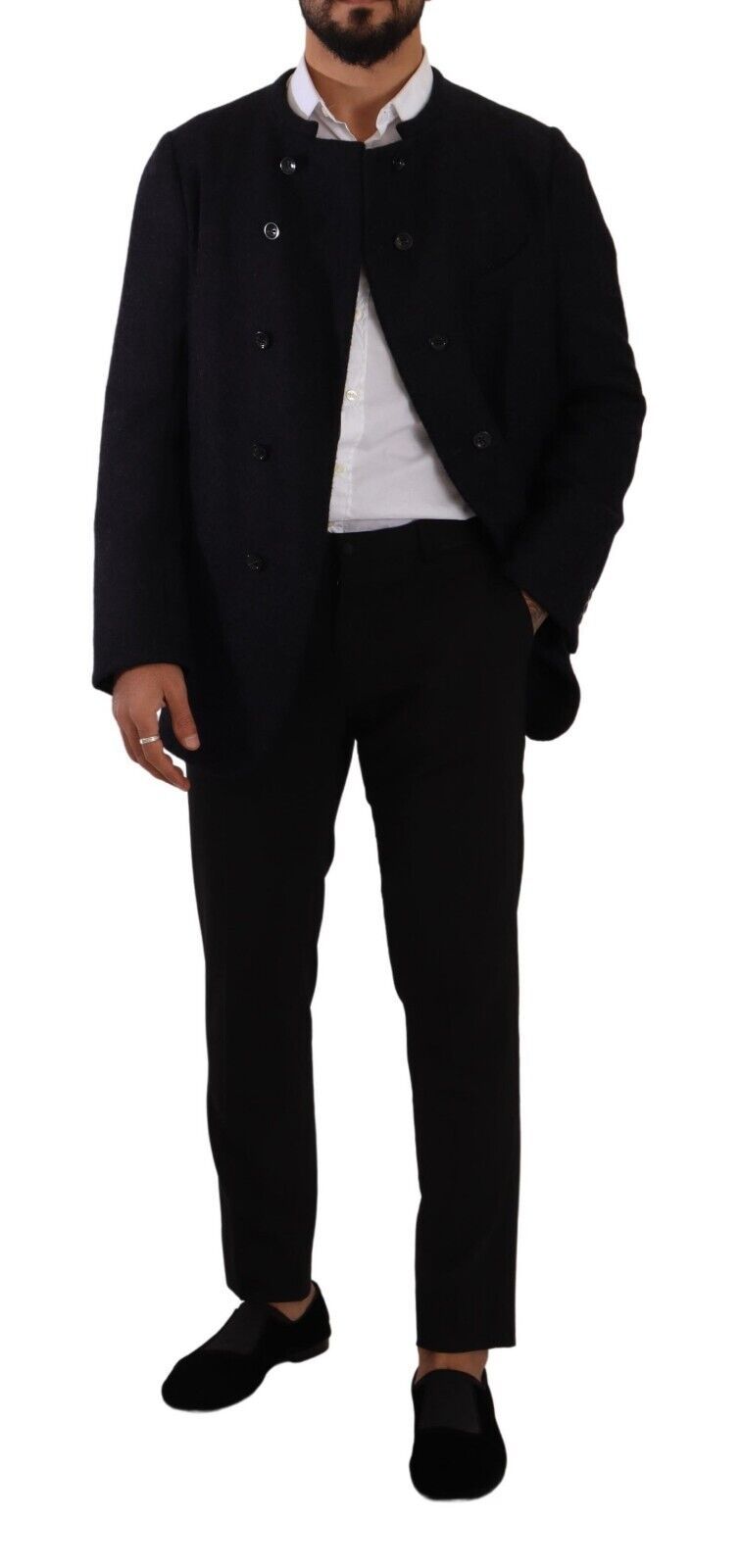 Dolce & Gabbana Graue Alpaka-Manteljacke mit Knopfleiste für Herren