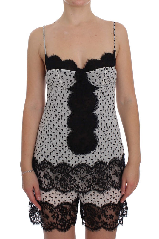 Dolce & Gabbana – Schwarzes Babydoll-Dessous-Oberteil aus Seidenspitze
