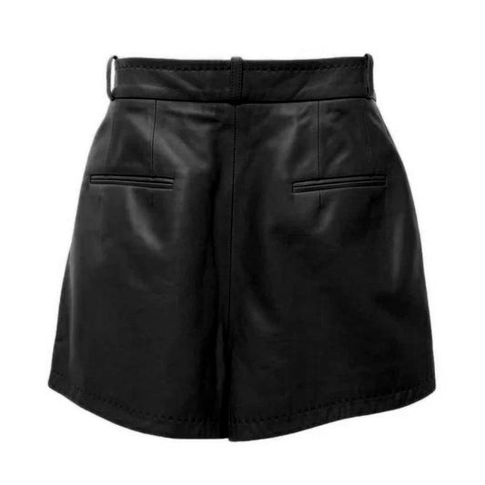 Dolce & Gabbana Damen-Shorts aus schwarzem Lammleder