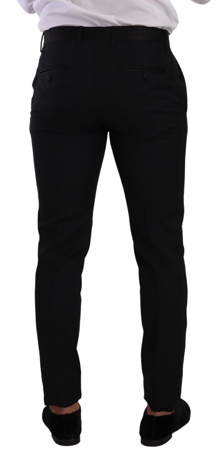 Dolce & Gabbana – Schwarzer, zweiteiliger Slim-Fit-Anzug aus Wolle in Fantasie-Gold