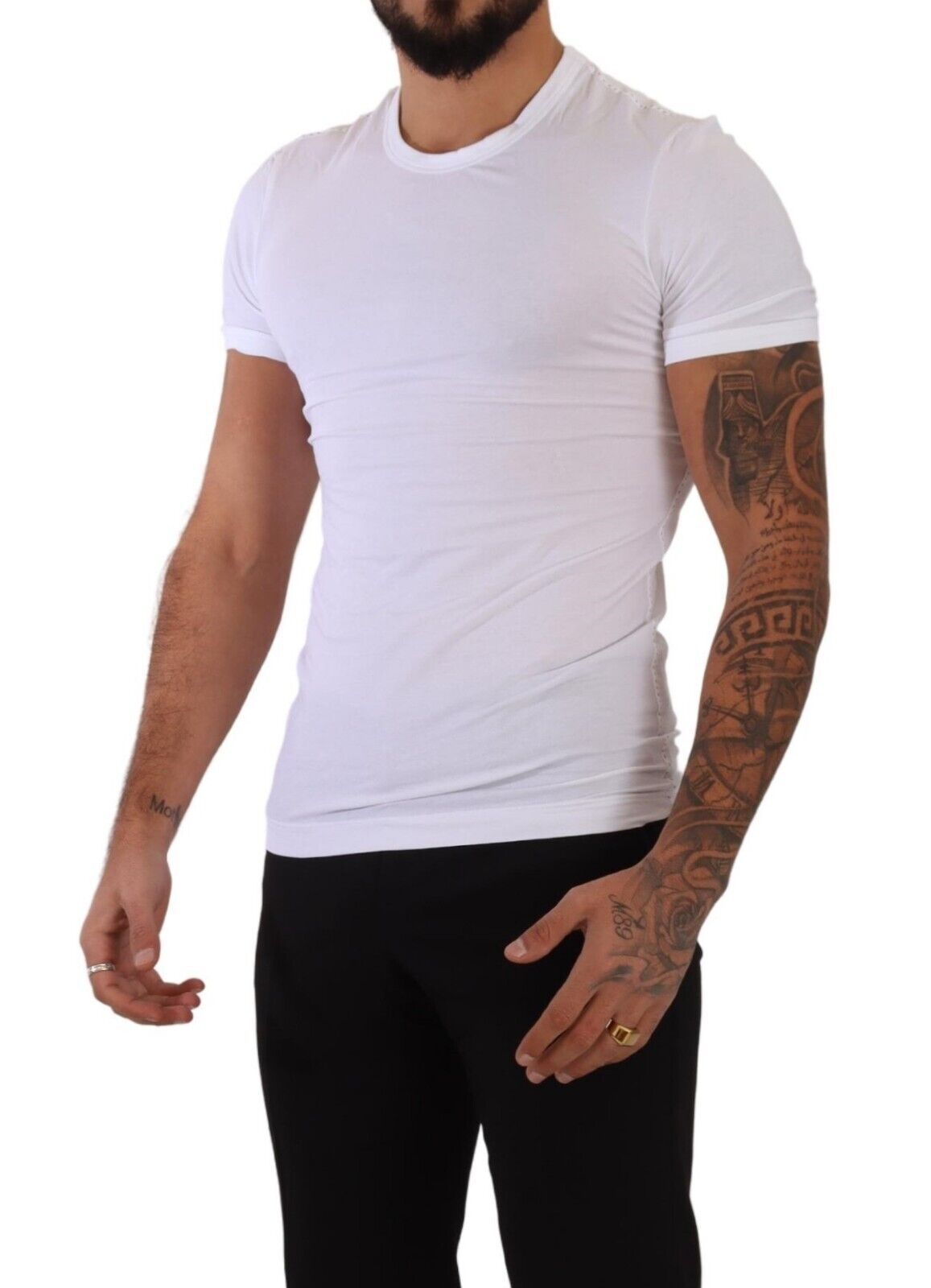 Dolce & Gabbana – Weißes T-Shirt mit Rundhalsausschnitt und Stretch-Baumwolle