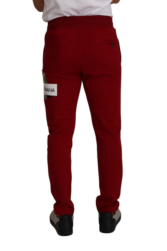 Dolce & Gabbana Jogginghose mit Logo-Patch aus roter Baumwolle