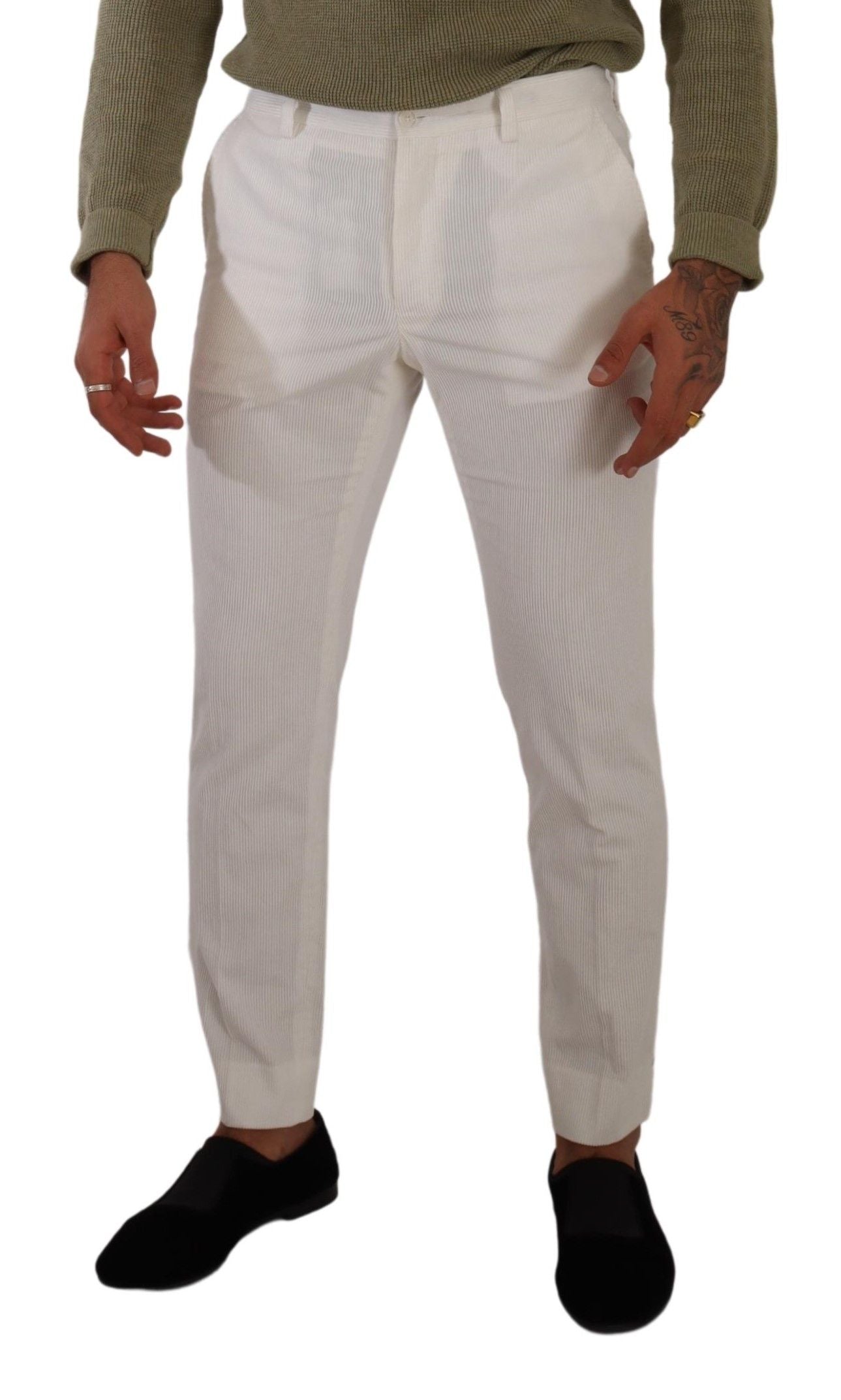 Dolce & Gabbana – Enge Cordhose aus weißer Baumwolle