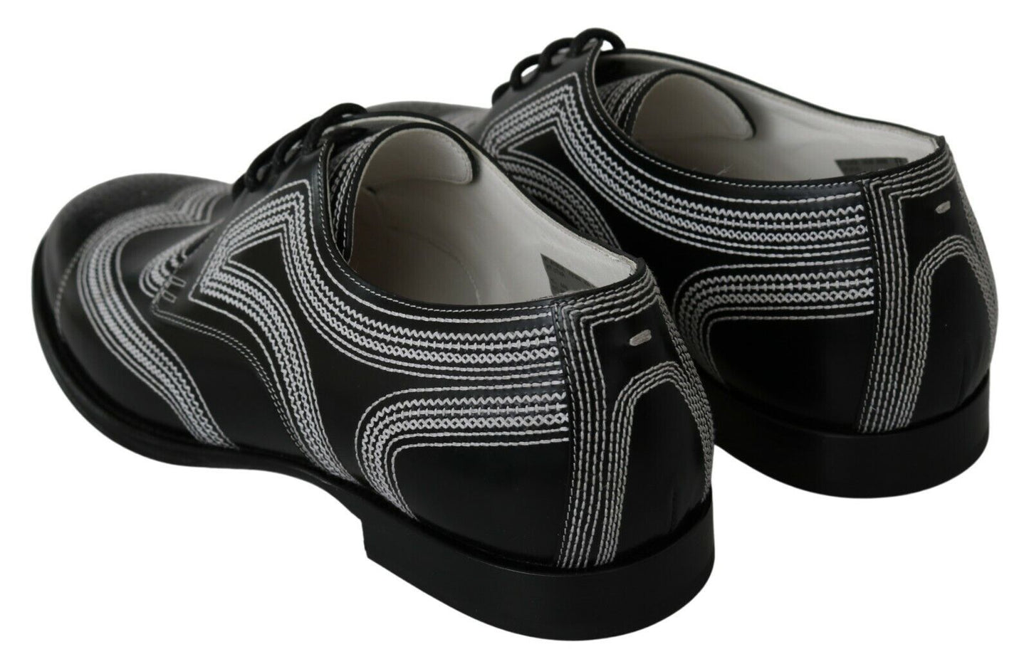 Dolce & Gabbana – Formelle Derby-Schuhe aus schwarzem Leder mit weißer Spitze