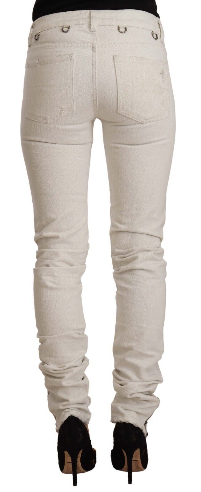 Karl Lagerfeld – Weiße Slim-Fit-Jeans aus Baumwolldenim mit mittlerer Taille