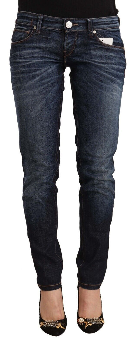 Acht – Blaue Skinny-Jeans aus verwaschener Baumwolle mit niedriger Taille