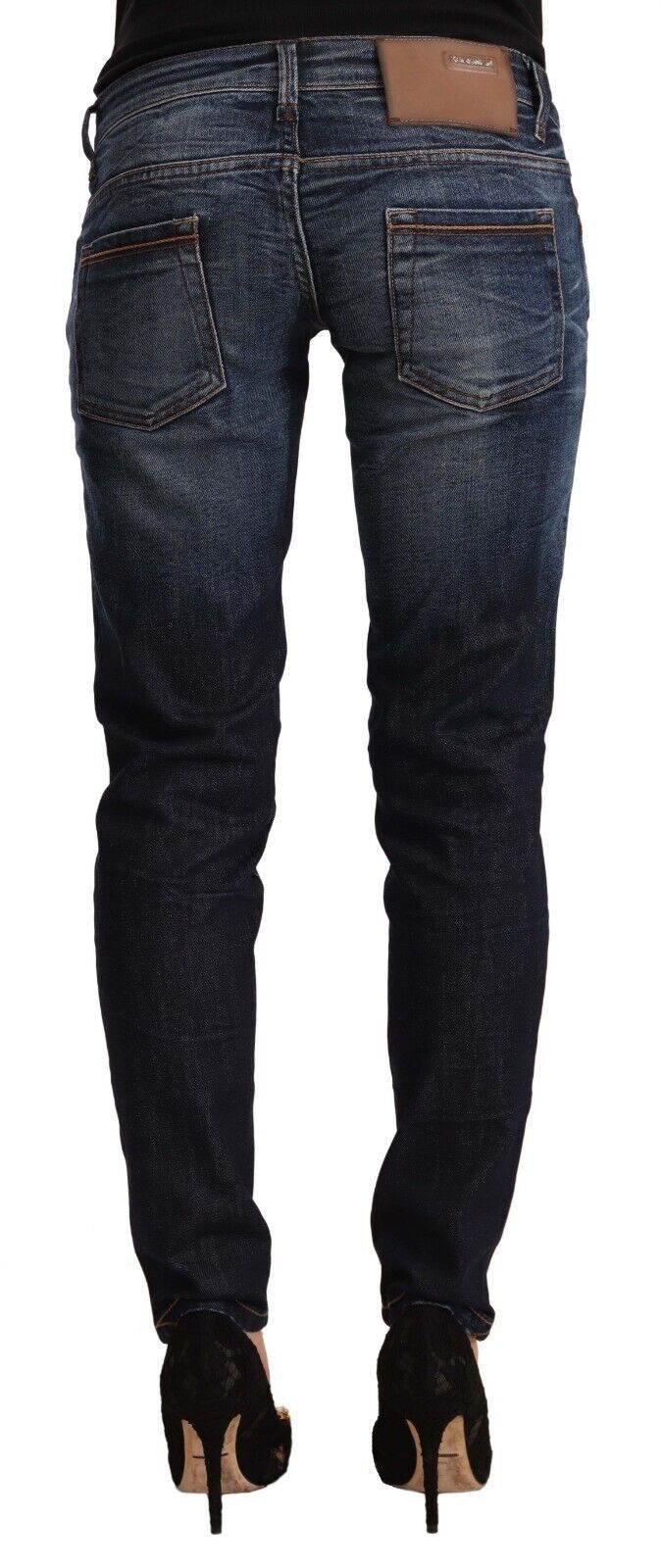 Acht – Blaue Skinny-Jeans aus verwaschener Baumwolle mit niedriger Taille