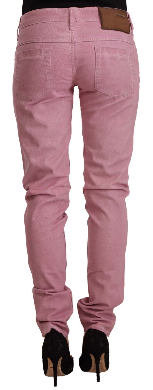 Acht Pinke Slim Fit Skinny Jeans aus Baumwolle für Damen
