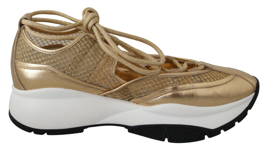 Jimmy Choo Golden Glamour Mesh-Leder-Sneaker