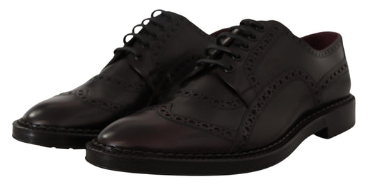 Dolce & Gabbana – Lilafarbene Oxford-Schuhe aus Leder mit Flügelkappe