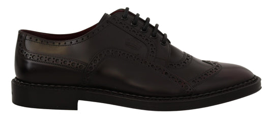 Dolce & Gabbana – Lilafarbene Oxford-Schuhe aus Leder mit Flügelkappe