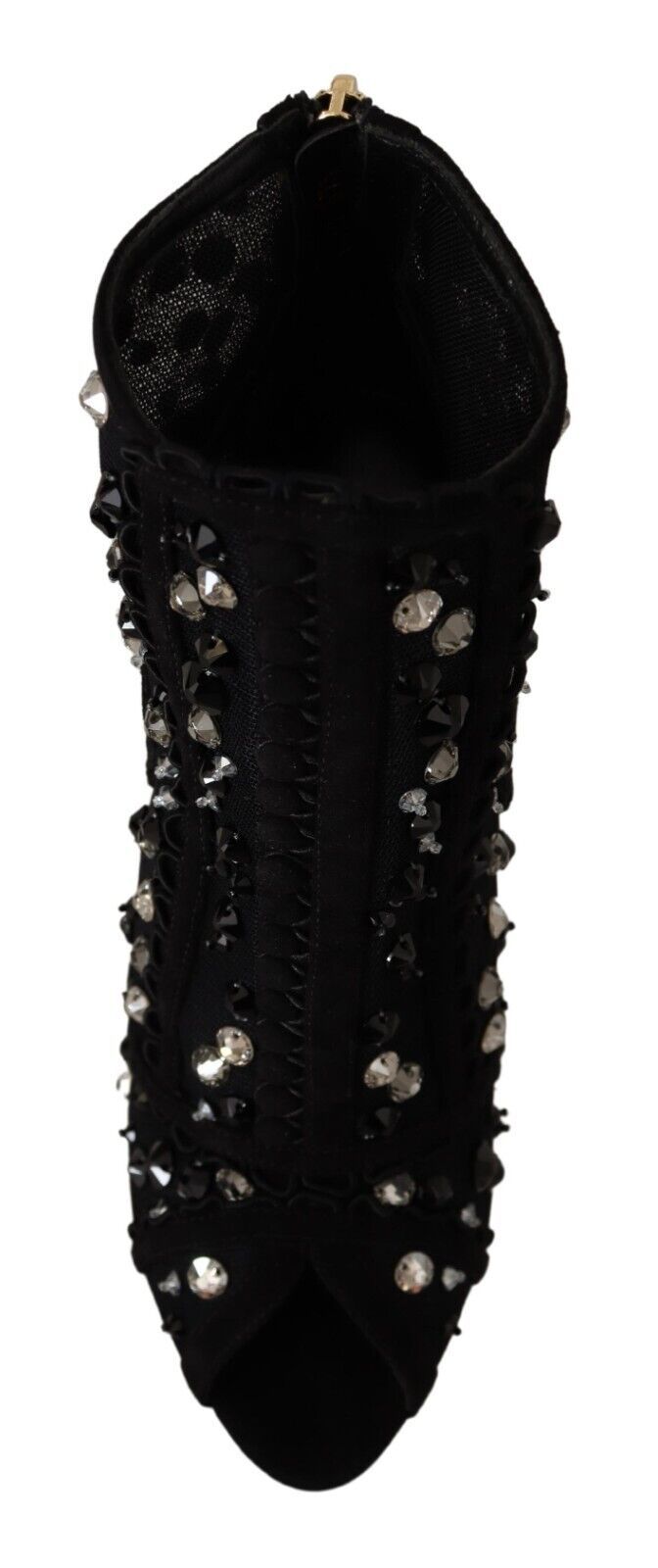 Dolce & Gabbana Schwarze Kristalle Heels Reißverschluss Kurze Stiefel Schuhe