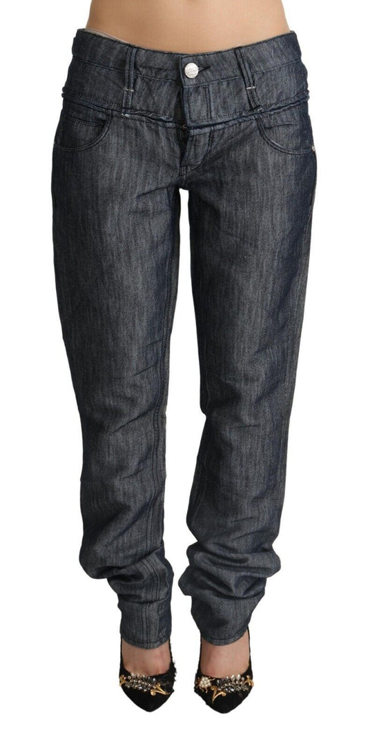 Acht Dunkelgraue Ramie-Jeans mit mittelbreiter Taille und geradem Schnitt