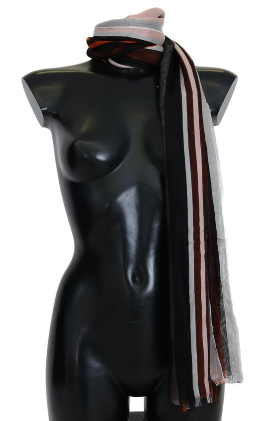 Dolce & Gabbana Mehrfarbig gestreifter Seidenschal mit Fransen