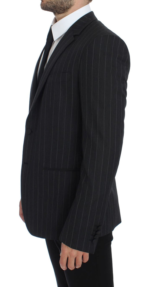 Dolce & Gabbana Grau gestreifter Slim Fit Wollblazer