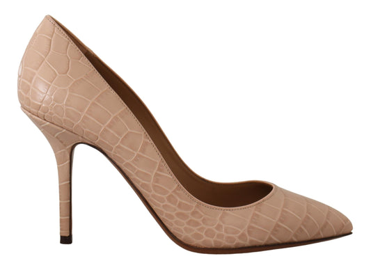 Dolce & Gabbana Beige Nude Leder BELLUCCI Heels Pumps Schuhe