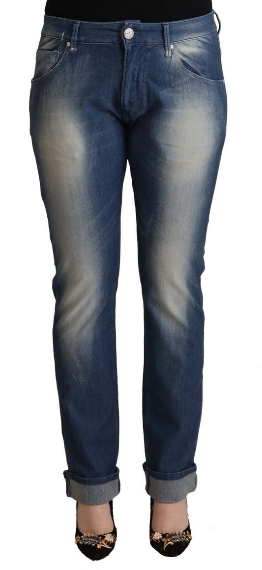 Acht – Blau verwaschene Skinny-Jeans mit umgeschlagenem Saum und mittlerer Taille