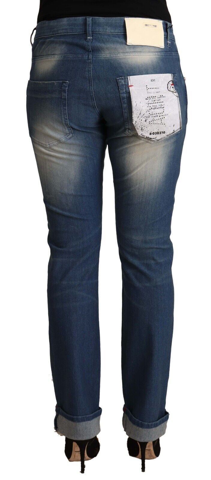 Acht – Blau verwaschene Skinny-Jeans mit umgeschlagenem Saum und mittlerer Taille