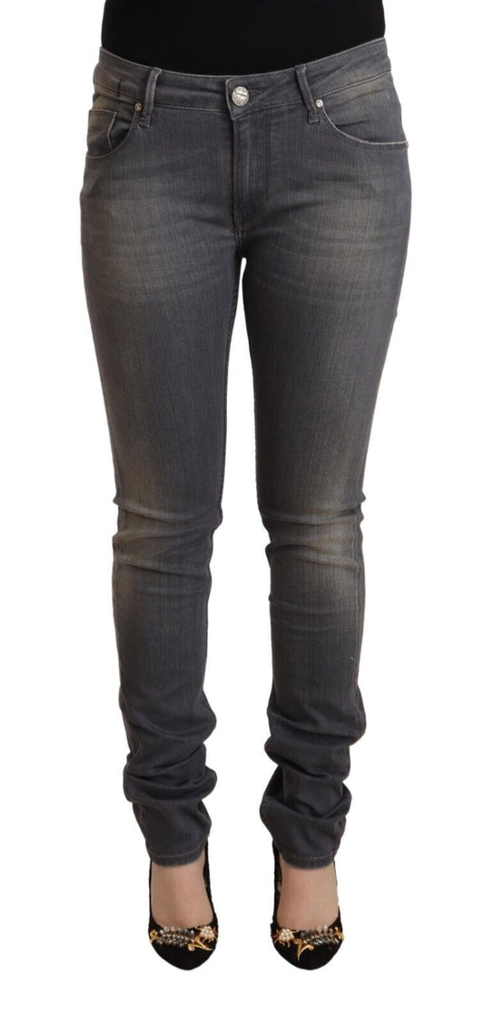 Acht – Dunkelgraue Skinny-Jeans aus verwaschenem Baumwolldenim