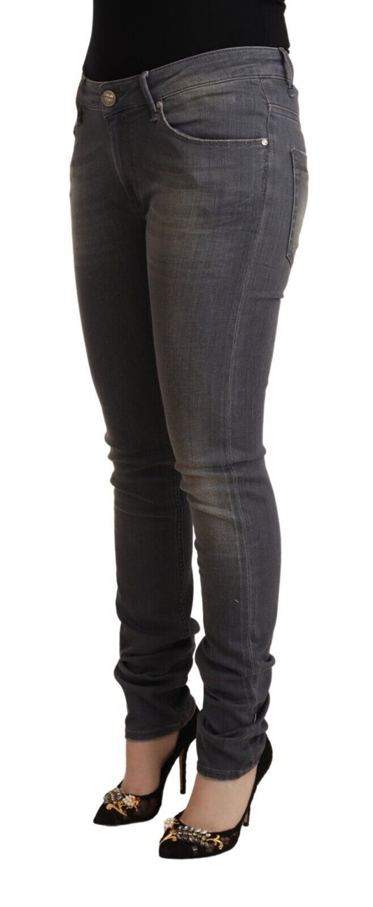 Acht – Dunkelgraue Skinny-Jeans aus verwaschenem Baumwolldenim