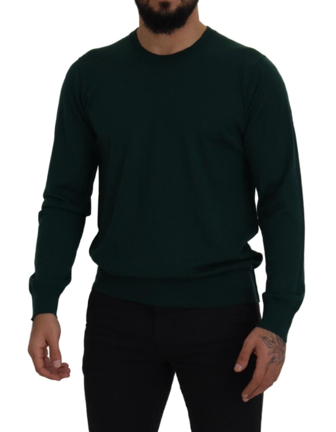 Dolce & Gabbana Grüner Kaschmirpullover mit Rundhalsausschnitt