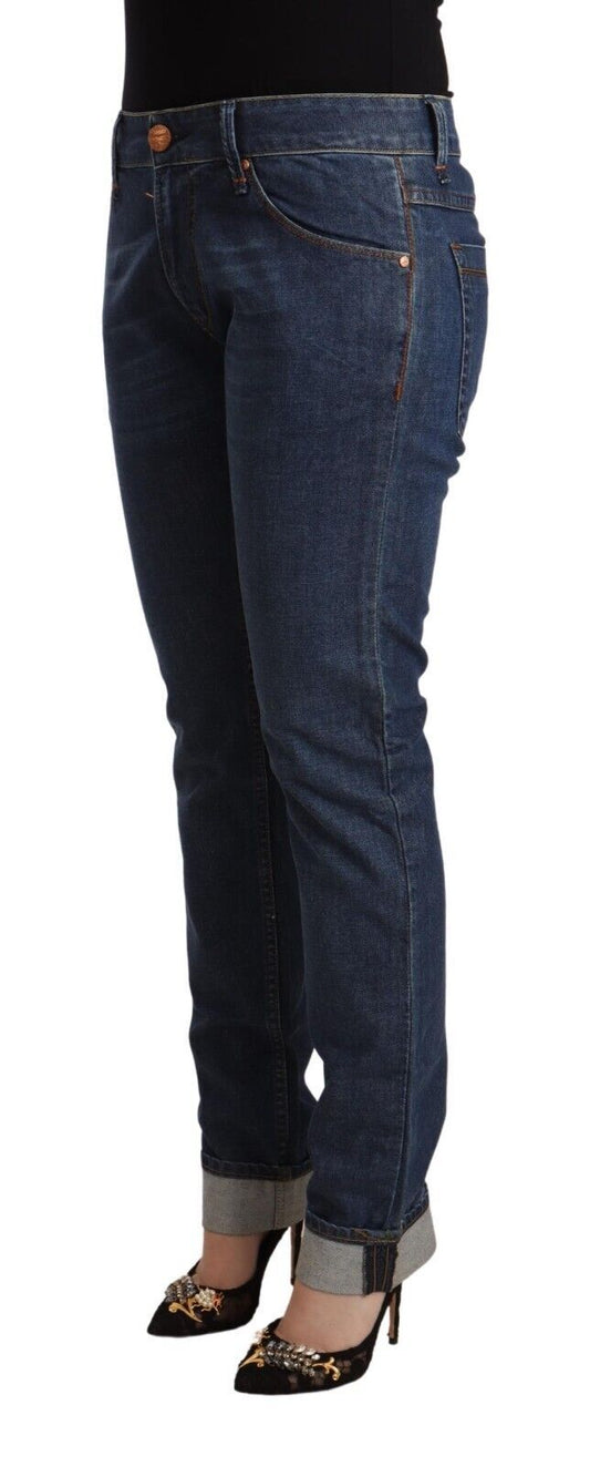 Acht – Dunkelblaue Slim-Fit-Jeans aus Baumwolldenim mit umgeschlagenem Saum