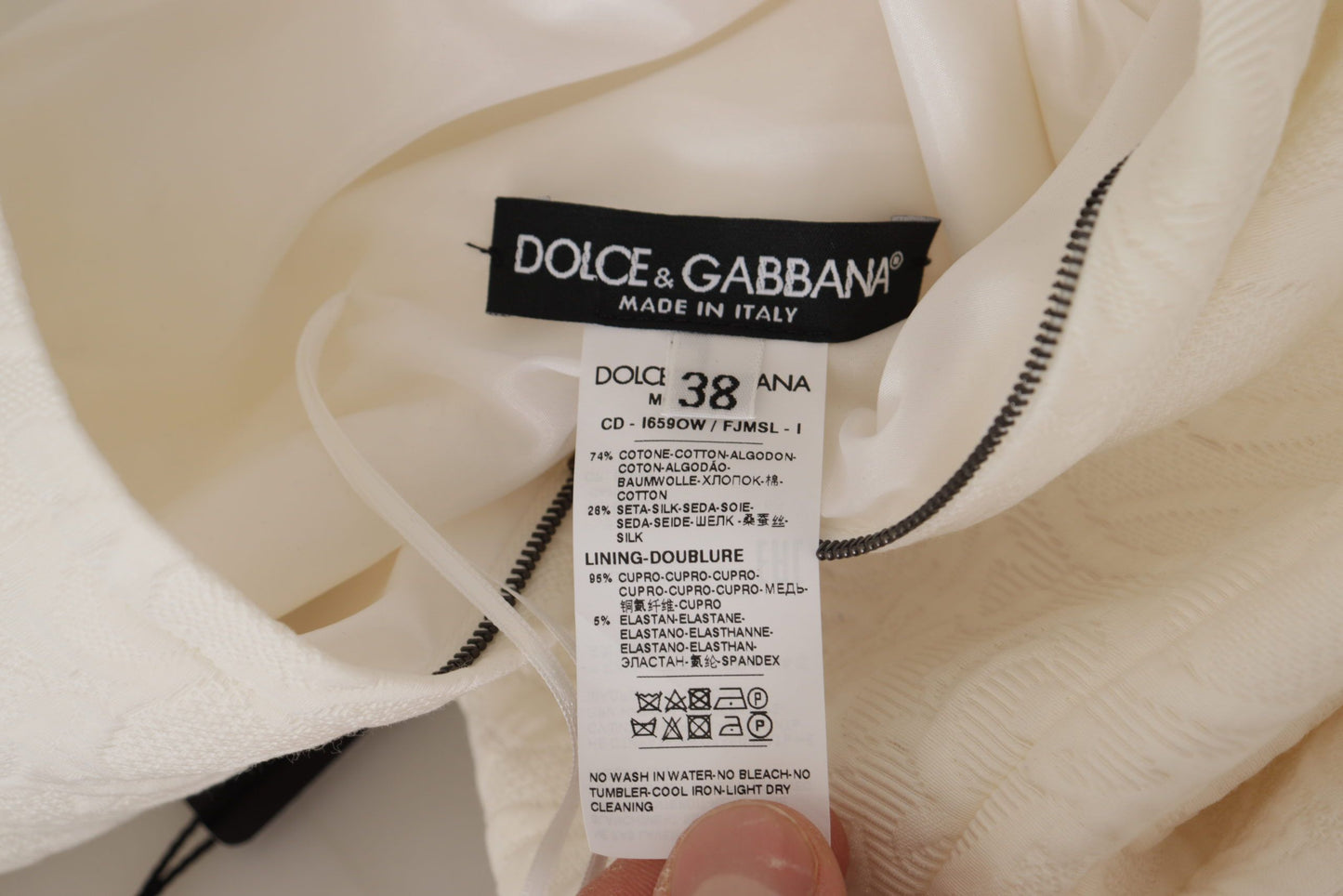Dolce & Gabbana – Weißes Jaquard-Midikleid aus geblümtem Brokat