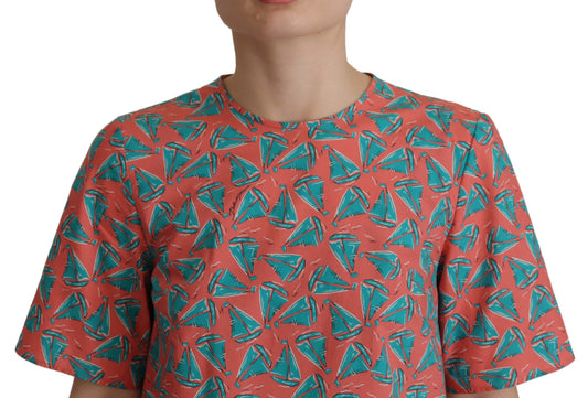 Dolce & Gabbana – Rosa Baumwoll-T-Shirt mit Segelboot-Print