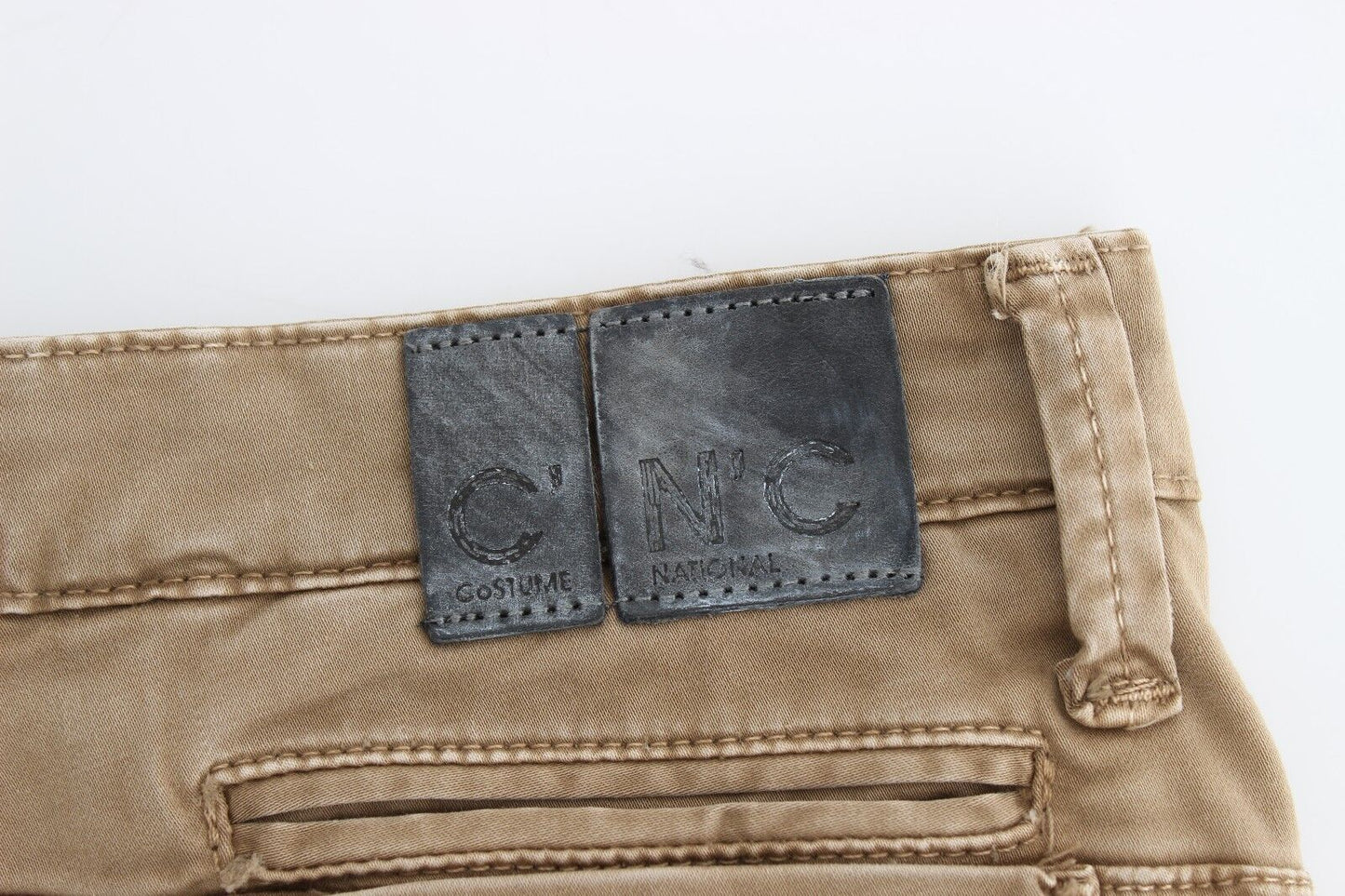 Costume National Beige Straight Leg Denim Hose Stretchjeans