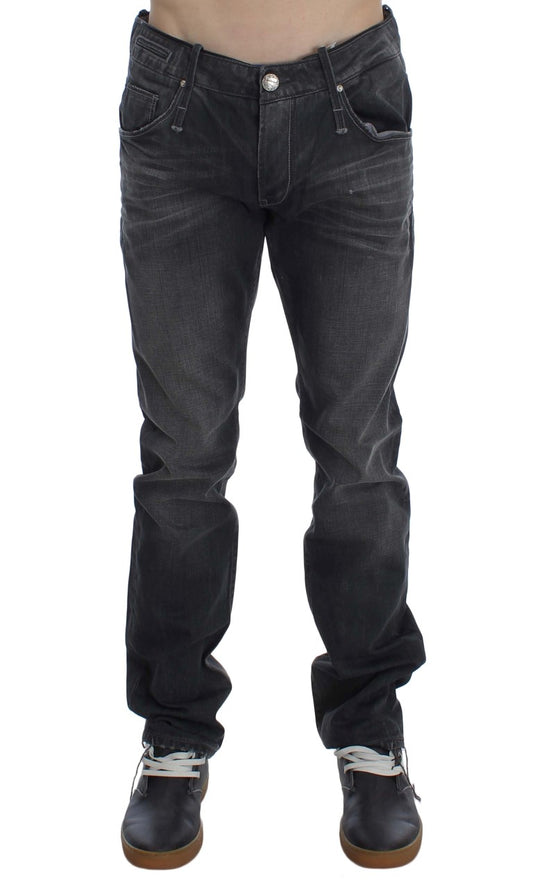 Acht Graue Regular Low Fit Jeans aus Baumwolle