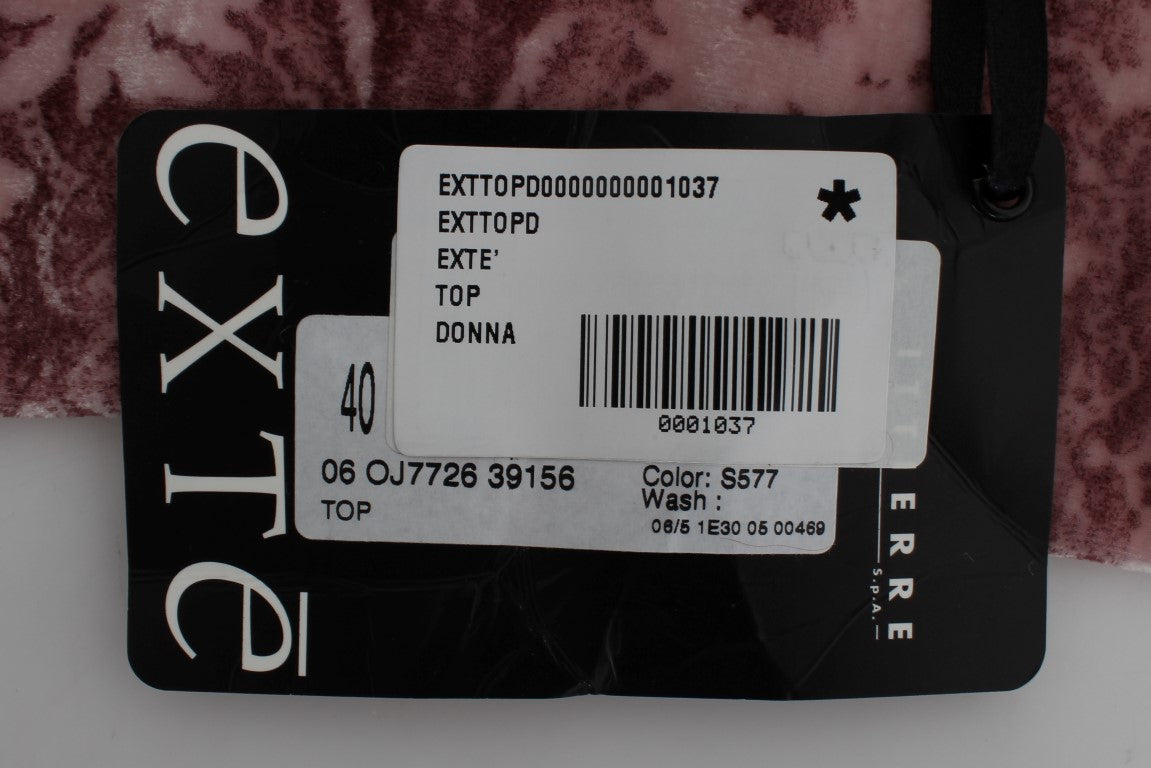Exte Blusentop aus Viskose-Seide mit Blumendruck in Rosa
