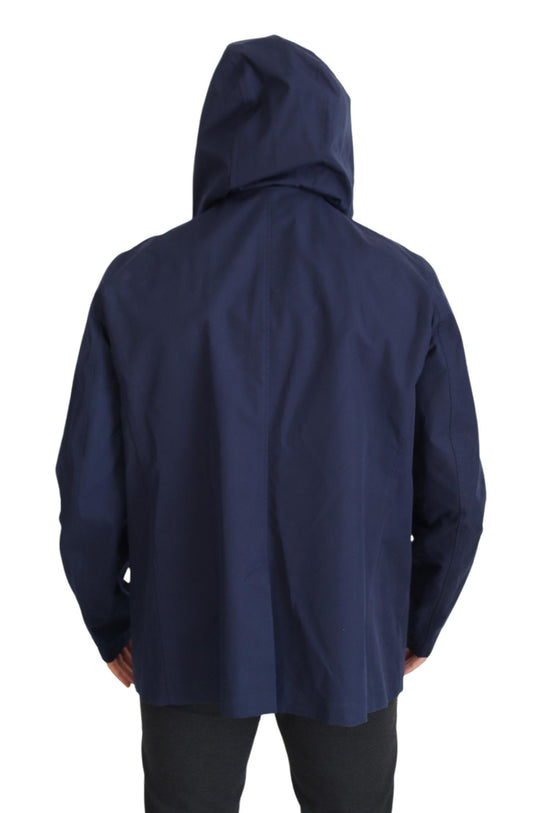 Dolce & Gabbana – Blaue, zweireihige Manteljacke mit Kapuze