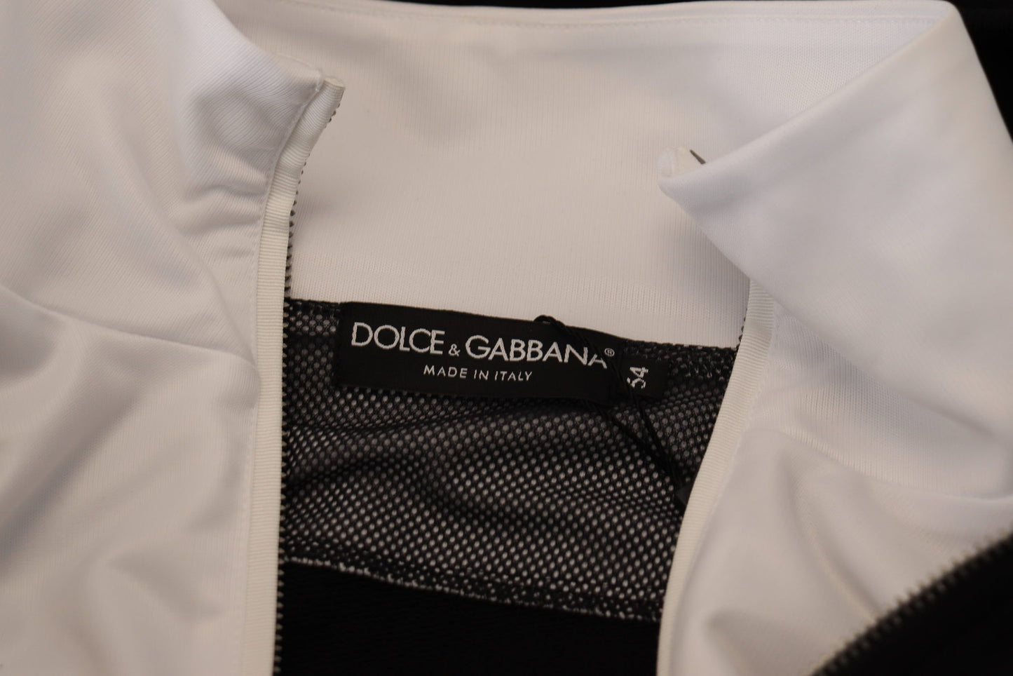 Dolce & Gabbana – Schwarze Polyesterjacke mit durchgehendem Reißverschluss und Kapuze