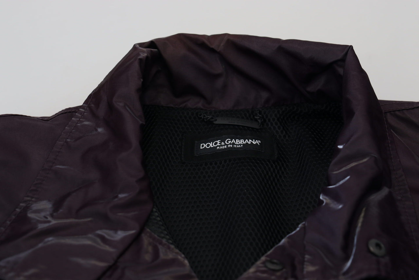 Dolce & Gabbana Lila Bikermanteljacke aus Nylon mit Kragen