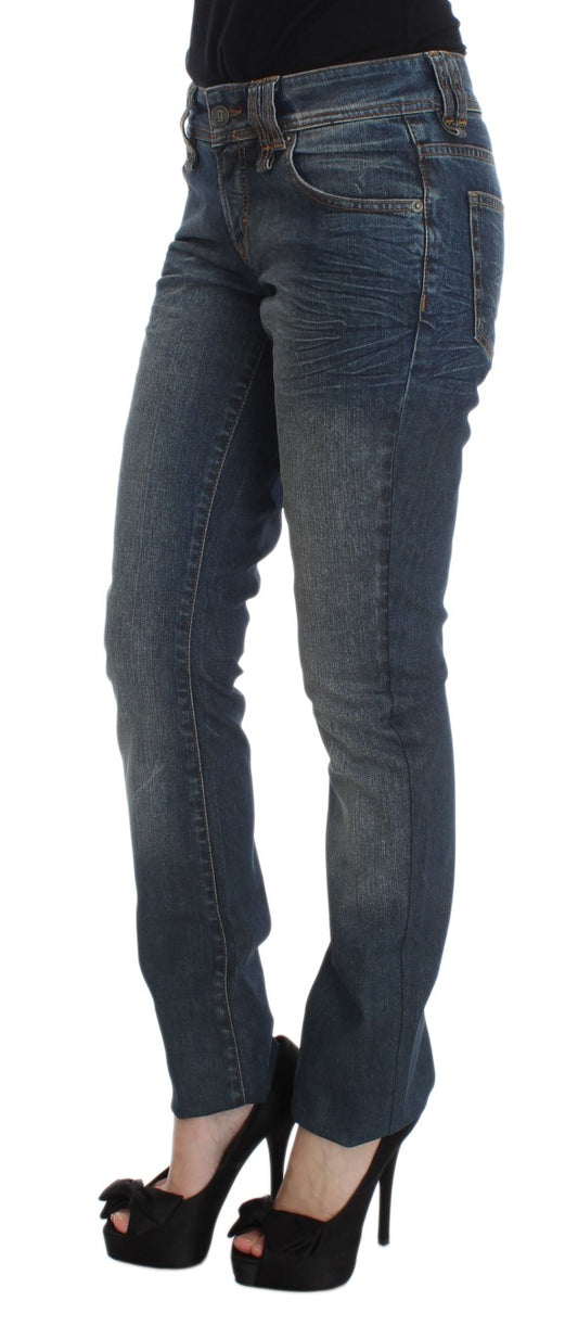 John Galliano Slim Fit Jeans aus Baumwollmischung in blauer Waschung