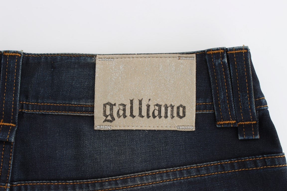 John Galliano – Boyfriend-Jeans aus Baumwollmischung in blauer Waschung